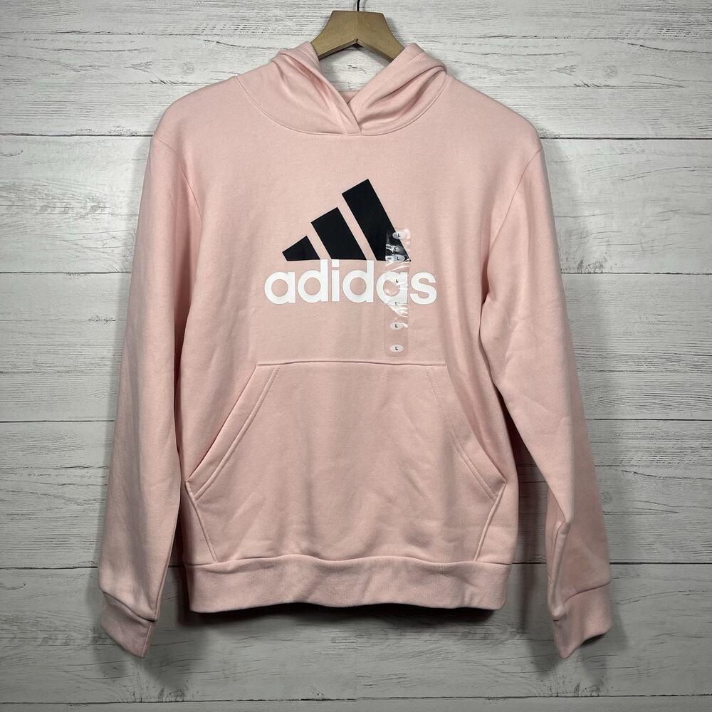 Adidas Girls pink hoodie size large NEW casual athleisure comfort regular fit